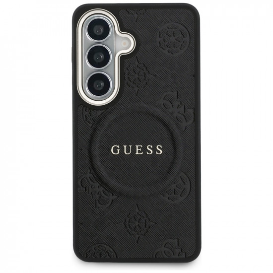 Case Guess Saffiano Peony Embossed Ring MagSafe for Samsung Galaxy S26 Plus black