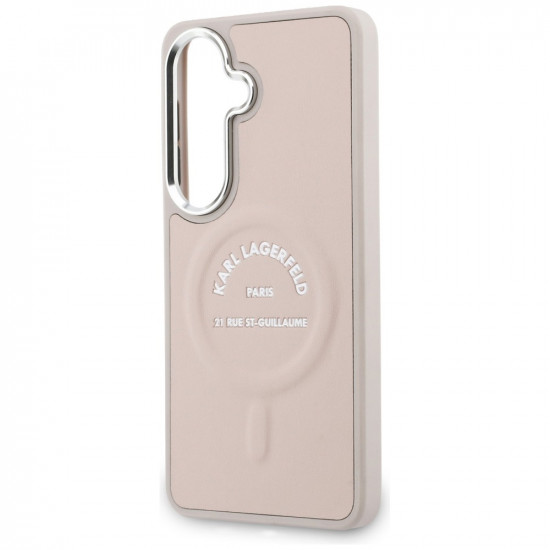 Case Karl Lagerfeld Embossed Ring RSG Logo MagSafe for Samsung Galaxy S26 Plus pink