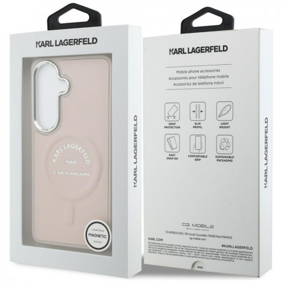 Case Karl Lagerfeld Embossed Ring RSG Logo MagSafe for Samsung Galaxy S26 Plus pink