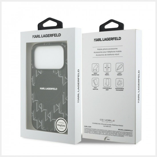 Case Karl Lagerfeld Monogram logo MagSafe for iPhone 17 Pro black Case Karl Lagerfeld Monogram logo MagSafe for iPhone 17 Pro black