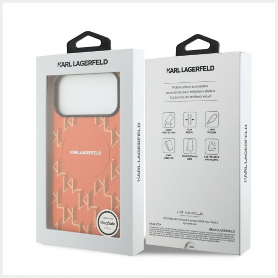 Case Karl Lagerfeld Monogram logo MagSafe for iPhone 17 Pro Max orange Case Karl Lagerfeld Monogram logo MagSafe for iPhone 17 Pro Max orange