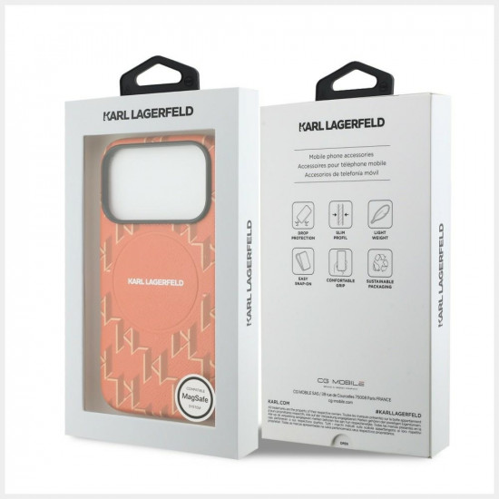 Case Karl Lagerfeld Monogram logo MagSafe for iPhone 17 Pro orange Case Karl Lagerfeld Monogram logo MagSafe for iPhone 17 Pro orange