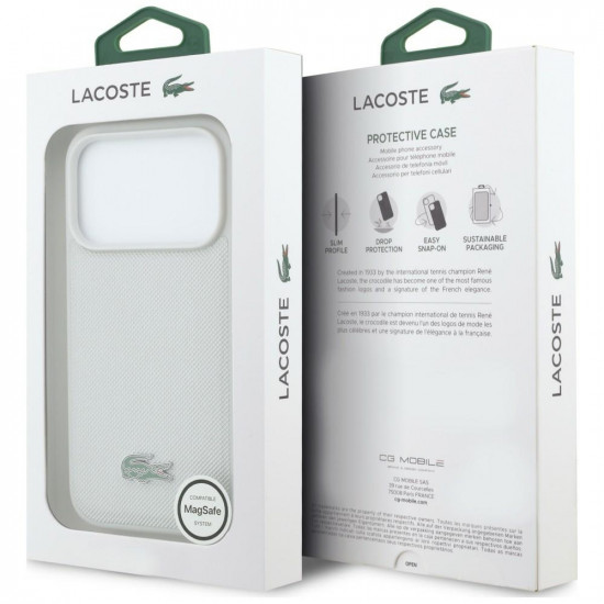 Case Lacoste Petit Pique Lacquer Logo MagSafe for iPhone 17 Pro Max lightgrey