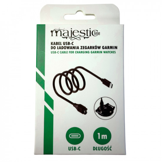 Cable USB-C MajesticLine for Charging Garmin Watches 1m black