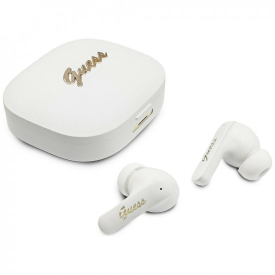 Earphone TWS Guess Script Metal Logo white Earphone TWS Guess Script Metal Logo white