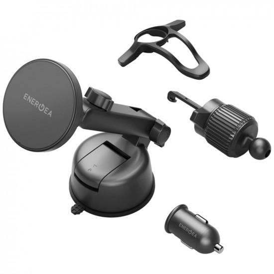 Inductive Charger Energea Magdrive Kit 15W for windshield/vent grille/dashboard black