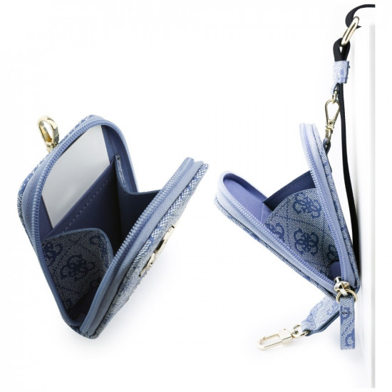 Universal lanyard with wallet Guess 4G Metal Logo blue
