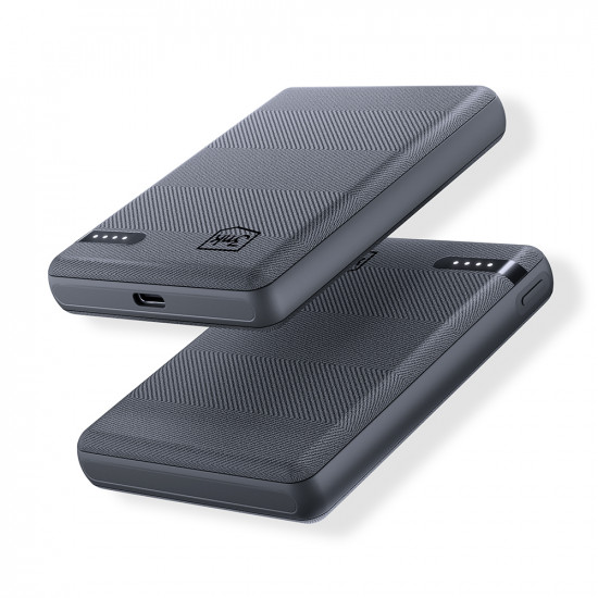 3mk Pocket Power Bank Type C, 5000mAh, 2.4A MAX, 12W, ABS, Eco leather Black