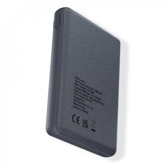 3mk Pocket Power Bank Type C, 5000mAh, 2.4A MAX, 12W, ABS, Eco leather Black