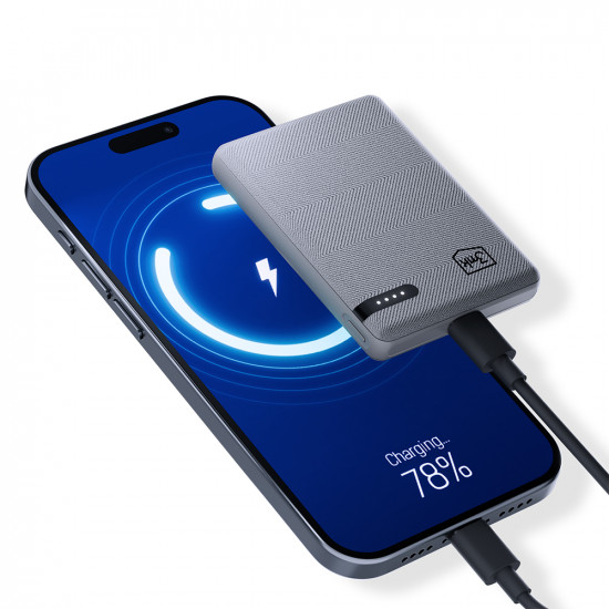 3mk Pocket Power Bank Type C, 5000mAh, 2.4A MAX, 12W, ABS, Eco leather Black