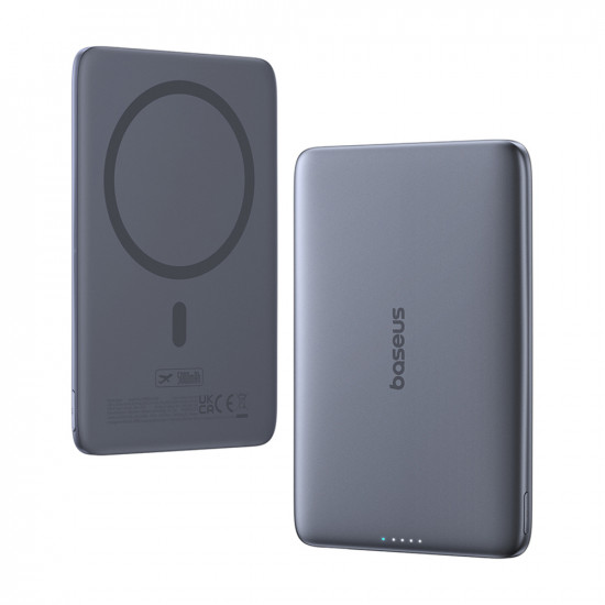 Baseus Power Bank PicoGo AM41 (P1007680C813 00) USB C 60W Cable Included, MagSafe, 5000mAh, LED Indicator Gray
