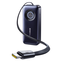 Baseus Power Bank Enercore CR11 (E0027H00) with Built in Type C Cable, 20.000mAh, 67W, Portable Design, Digital Display Black