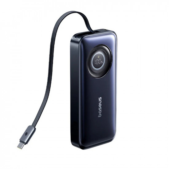 Baseus Power Bank Enercore CR11 (E0027H00) with Built in Type C Cable, 20.000mAh, 67W, Portable Design, Digital Display Black