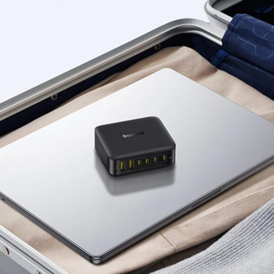 Baseus Wall Charger EnerFill FH21 (E0120T00) 4x Type C, 2x USB, 120W, GaN Technology, 1.5m Black