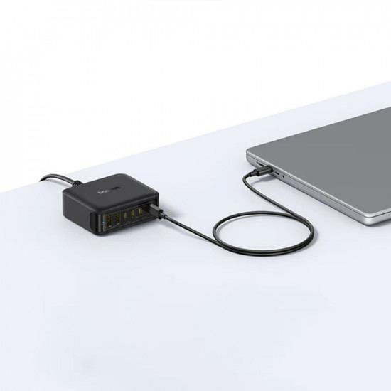 Baseus Wall Charger EnerFill FH21 (E0120T00) 4x Type C, 2x USB, 120W, GaN Technology, 1.5m Black