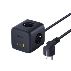 Baseus Extension Cord EnerFill FA11 (E00082100123 00) 3 x EU Socket, USB, Type C, 67W, 1.5m Black
