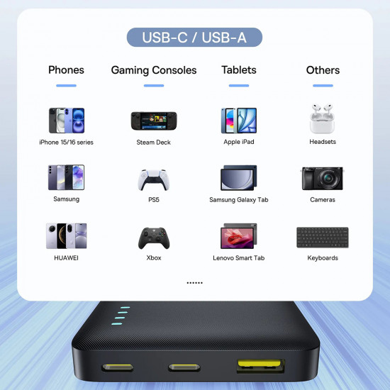 Baseus Power Bank EnerFill FP21 (P1008210D123 00) Dual Port, 10000mAh, 22.5W, Slim Design Black