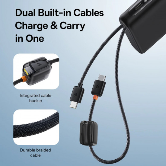 Baseus Power Bank EnerFill FC41 (E0028N03) Dual USB C Cables, Fast Charge, Digital Display, 100W, 20000mAh Cosmic Black