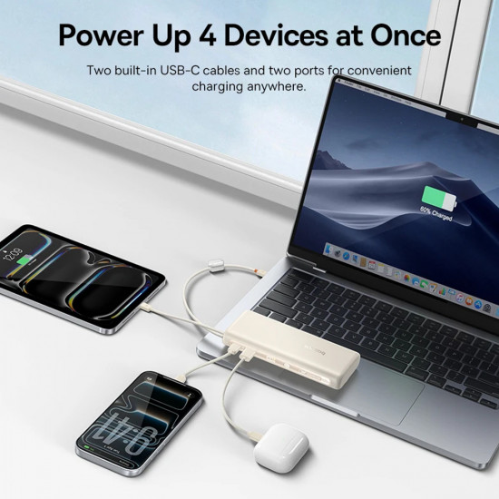 Baseus Power Bank EnerFill FC41 (E0028N03) Dual USB C Cables, Fast Charge, Digital Display, 100W, 20000mAh Cosmic Black