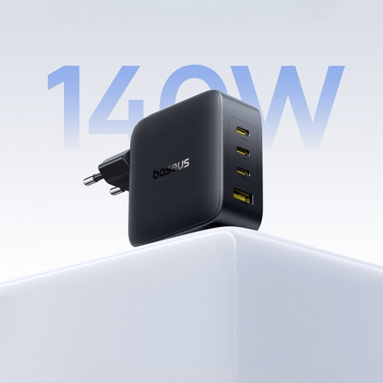 Baseus Wall Charger EnerFill FH11 (E0121J00) 3x USB C, 1x USB A, 140W, GaN Technology, Fast Charge Cosmic Black