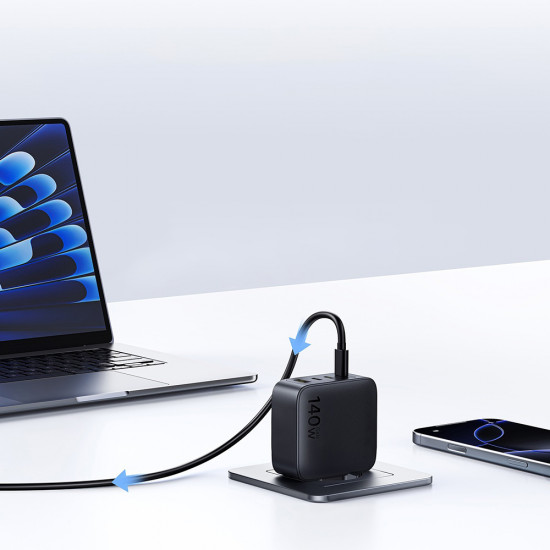 Baseus Wall Charger EnerFill FH11 (E0121J00) 3x USB C, 1x USB A, 140W, GaN Technology, Fast Charge Cosmic Black