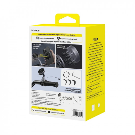 Baseus Bike Phone Holder PrimeTrip VB1 (C0013D00) Magnetic, Aluminium Alloy Black
