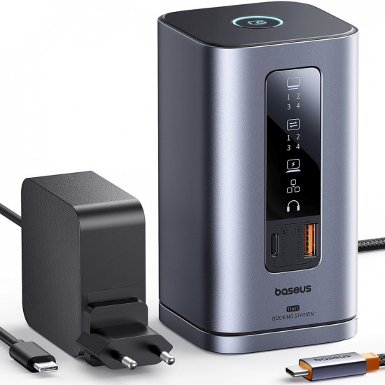 Baseus 11in1 Docking Station Spacemate Series (B0112701) Triple 4K Display, 10Gbps, PD100W Fast Charging Space Grey