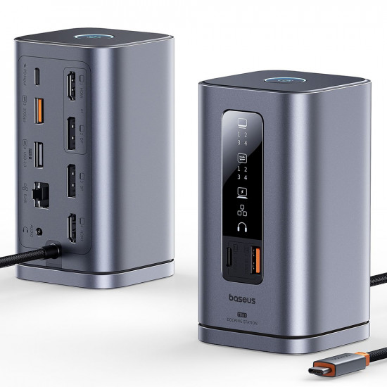 Baseus 11in1 Docking Station Spacemate Series (B0112701) Triple 4K Display, 10Gbps, PD100W Fast Charging Space Grey