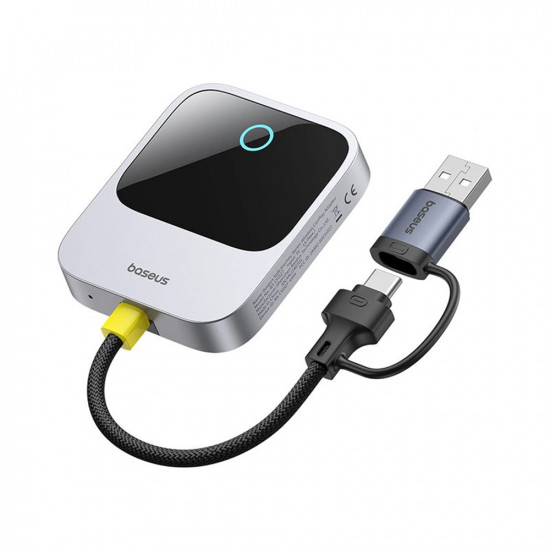 Baseus CarPlay Adapter Safe Journey Series (C10745100813 00) with USB C to USB Cable, Bluetooth 5.0, Voice Control Grey