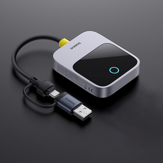 Baseus CarPlay Adapter Safe Journey Series (C10745100813 00) with USB C to USB Cable, Bluetooth 5.0, Voice Control Grey