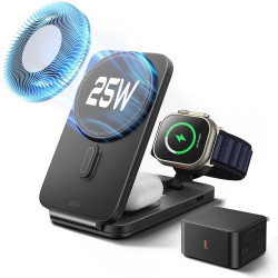 ESR CryoBoost 3in1 Charging Station (2C590) for Apple Devices, with 65W Adapter, Foldable, Fast Charge, Qi2, 25W Black