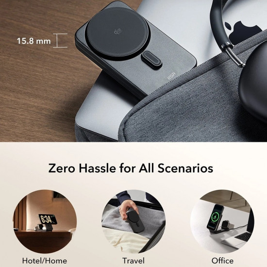 ESR CryoBoost 3in1 Charging Station (2C590) for Apple Devices, with 65W Adapter, Foldable, Fast Charge, Qi2, 25W Black