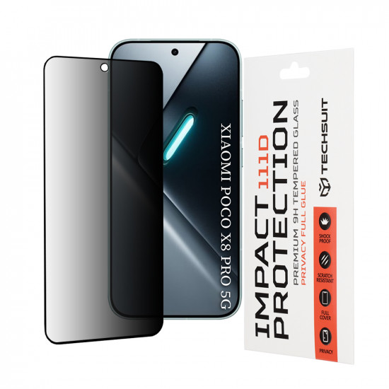 Techsuit 111D Privacy Full Glue Xiaomi Poco X8 Pro Black