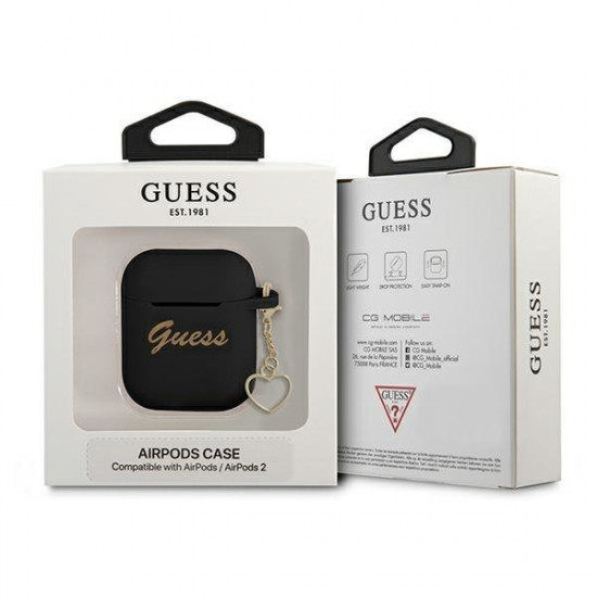 Guess GUA2LSCHSK AirPods 1/2 cover black / black Silicone Charm Collection Guess GUA2LSCHSK AirPods 1/2 cover black / black Silicone Charm Collection