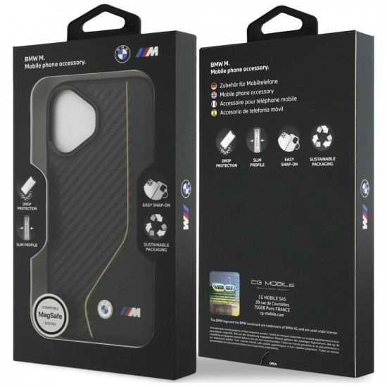 Case BMW M Carbon Line &amp; Logo MagSafe for iPhone 17 yellow