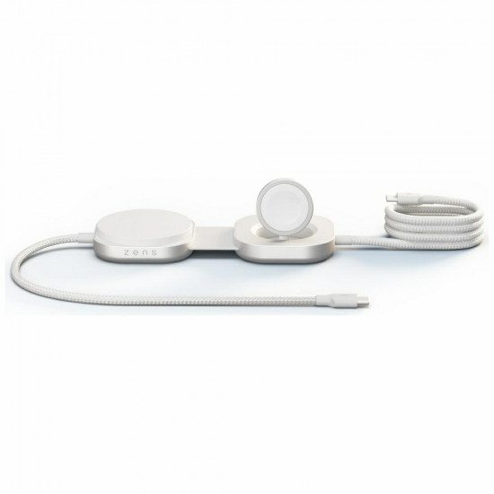 Zens Pro 3 2-in-1 Wireless Charger with Apple Watch Qi2 15W USB-C/USB-C Charging white