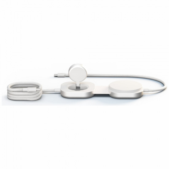 Zens Pro 3 2-in-1 Wireless Charger with Apple Watch Qi2 15W USB-C/USB-C Charging white