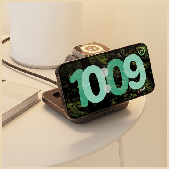 2-in-1 Magnetic Induction Charger Zens Nightstand Charger Pro 2 + Apple Watch Qi2 15W USB-C Chargin