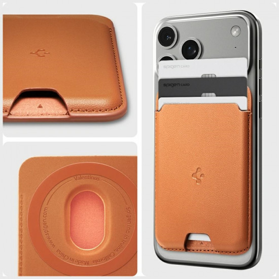 Spigen Valentinus MagSafe magnetic wallet orange
