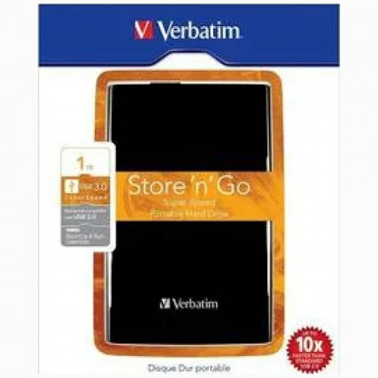 Portable External Hard Drive Verbatim Store 'n' Go USB 3.0 1TB Black (53023)