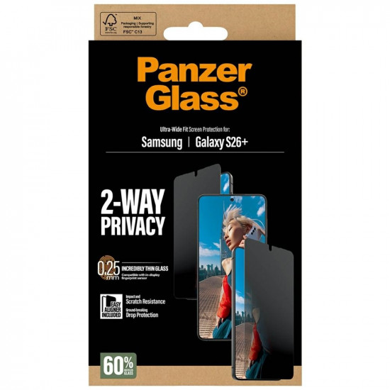 Privacy tempered glass SAFE by PanzerGlass Ultra-Wide Fit EasyAligner for Samsung Galaxy S26+ Privacy tempered glass SAFE by PanzerGlass Ultra-Wide Fit EasyAligner for Samsung Galaxy S26+