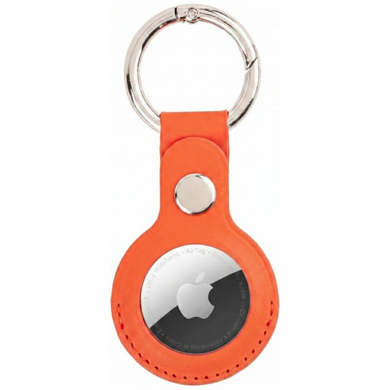 Mercury Leather AirTag Case Orange