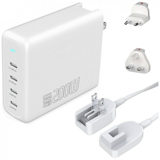 Wall charger 4smarts GaN Flex Pro Travel 200W 4 USB-C white
