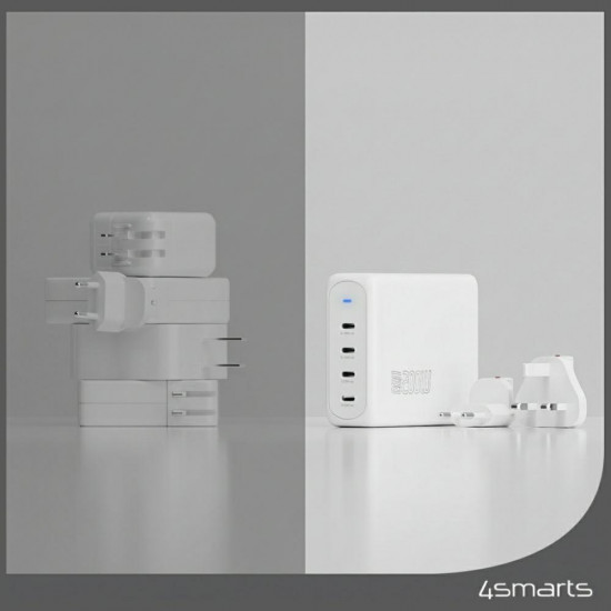 Wall charger 4smarts GaN Flex Pro Travel 200W 4 USB-C white