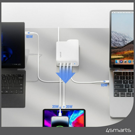 Wall charger 4smarts GaN Flex Pro Travel 200W 4 USB-C white