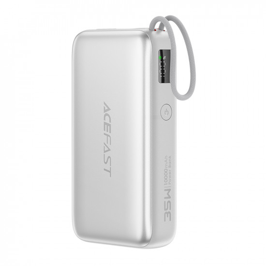 Acefast Power Bank (M32) with Telescopic Cable, Type C, Fast Charge, PD35W, 10000mAh Silver