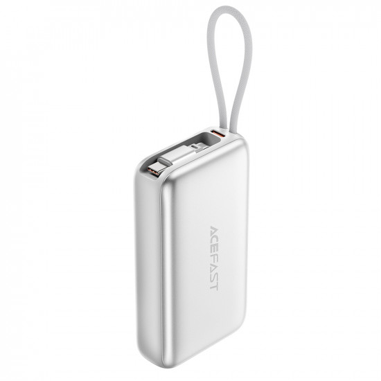 Acefast Power Bank (M32) with Telescopic Cable, Type C, Fast Charge, PD35W, 10000mAh Silver