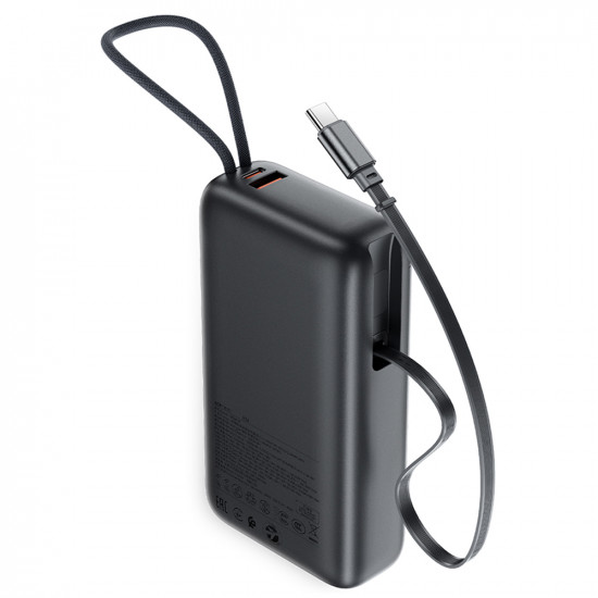Acefast Power Bank (M34) with Telescopic Cable, Type C, Fast Charge, PD45W, 20000mAh Gray