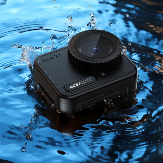 Acefast Action Camera (X1) 4K, 20MP, Wi Fi, EIS Stabilization, 2.1” Touchscreen, IPX8 21m Waterproof Black Acefast Action Camera (X1) 4K, 20MP, Wi Fi, EIS Stabilization, 2.1” Touchscreen, IPX8 21m Waterproof Black