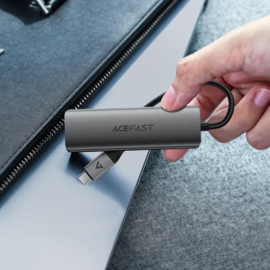 Acefast Hub 4 in 1 (J15) Type C to 4x USB3.0, 5Gbps, Plug&Play, Aluminum Alloy, Nylon Braided Cable Metal Gray Acefast Hub 4 in 1 (J15) Type C to 4x USB3.0, 5Gbps, Plug&Play, Aluminum Alloy, Nylon Braided Cable Metal Gray